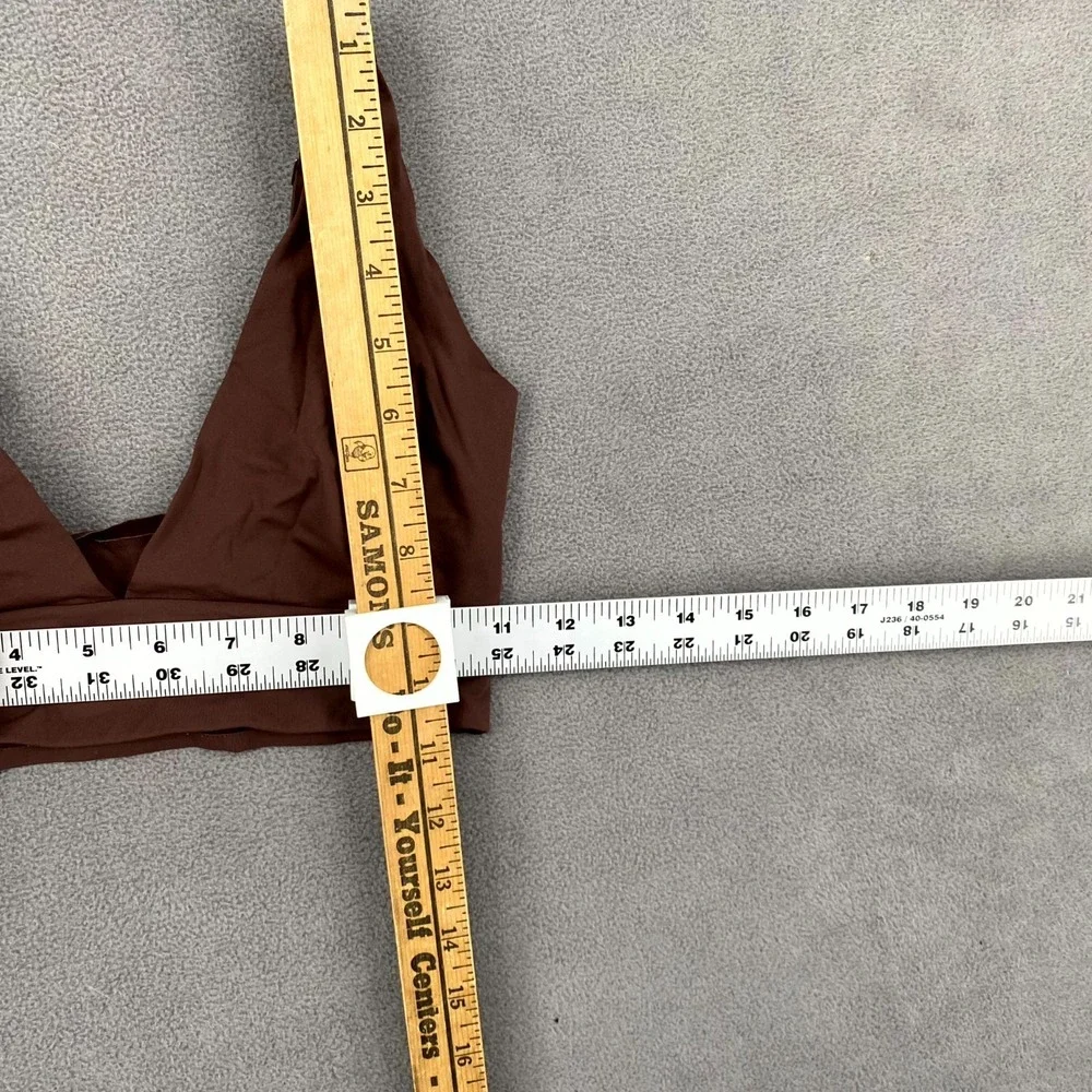 Everlane Triangle Bikini Top Women Small Brown Stretch Adjustable Strap Swimwear
